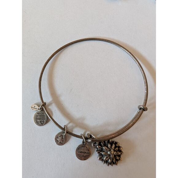 Alex and Ani Expandable Sunflower Charm Bracelet Silver Tone - Picture 1 of 2